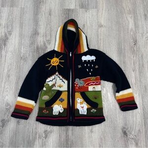 Childrens Embroidered Zip Hoodie Peruvian Style Cardigan 4-5 Cottage Prairie